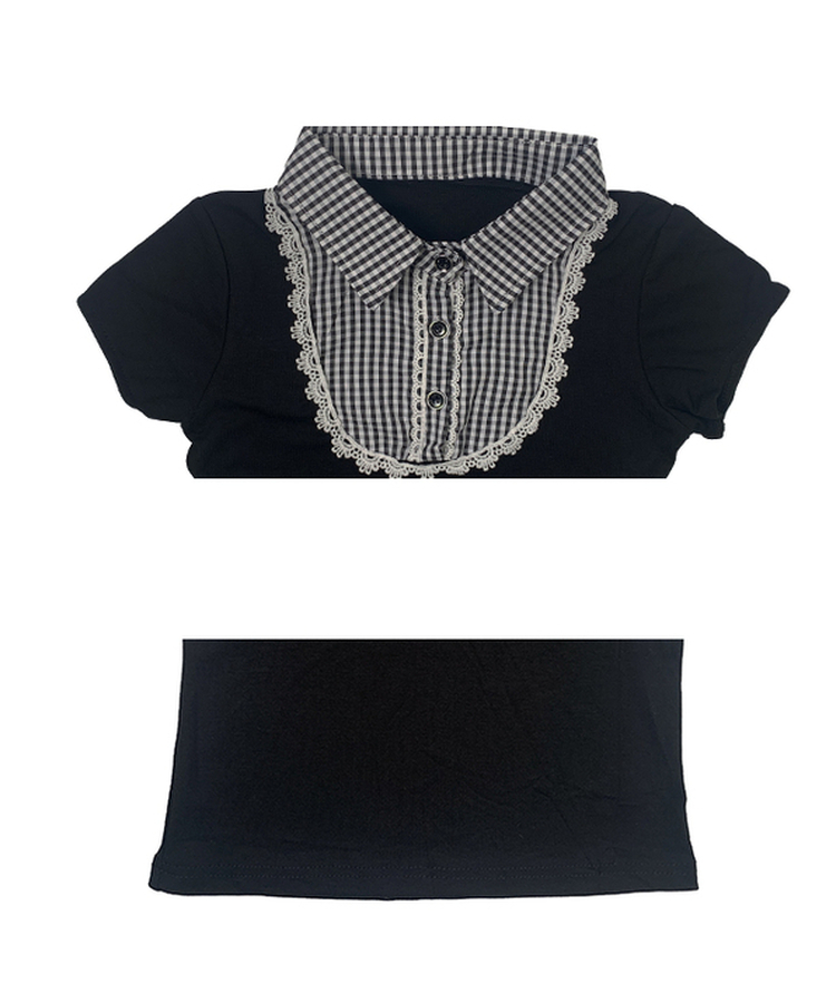 ビンテージチェック半袖ブラウス