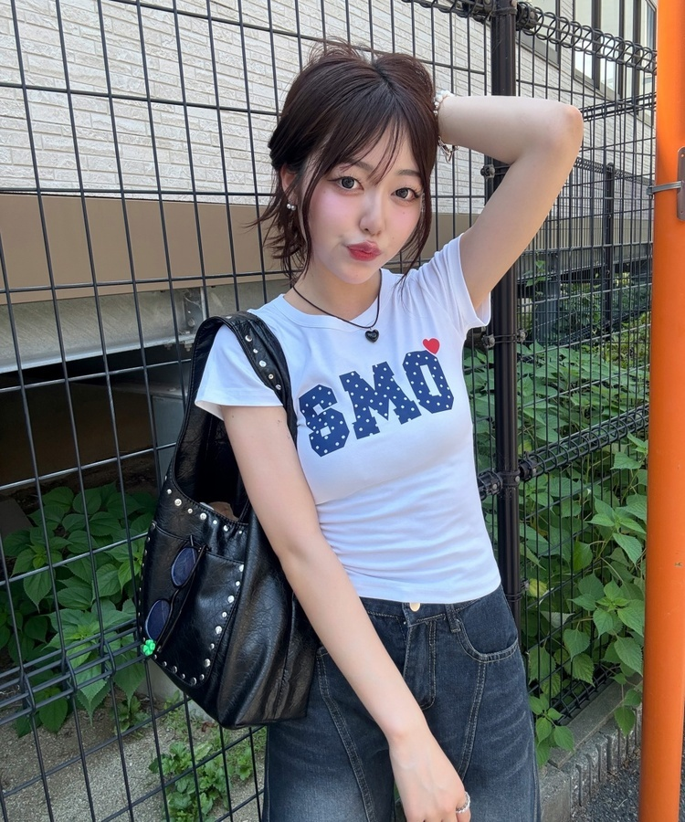 大容量スタッズポケットショルダーバック BLACK