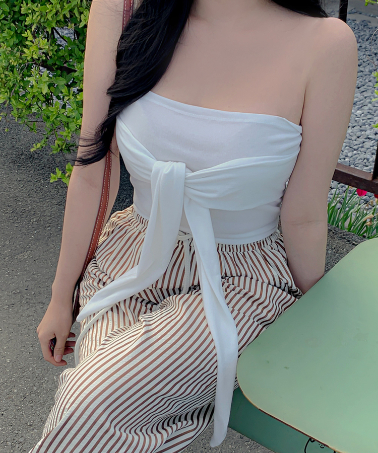 リボンオフショルダートップス IVORY