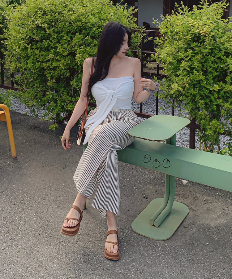 リボンオフショルダートップス IVORY