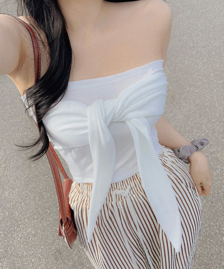 リボンオフショルダートップス IVORY