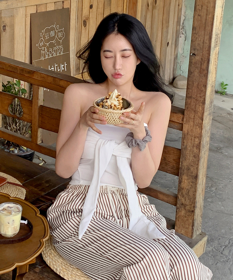 リボンオフショルダートップス IVORY