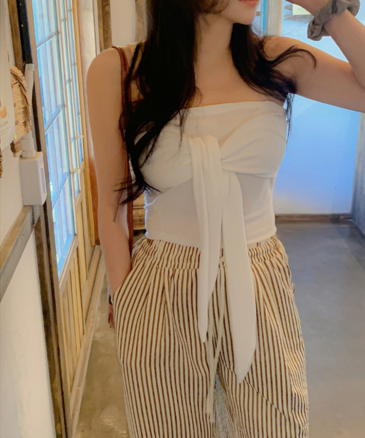 リボンオフショルダートップス IVORY