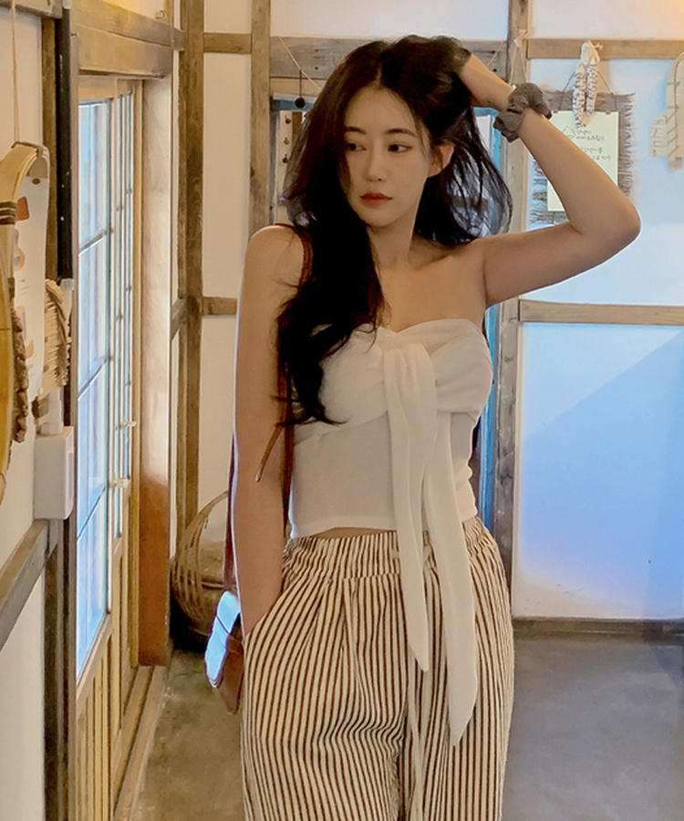 リボンオフショルダートップス IVORY