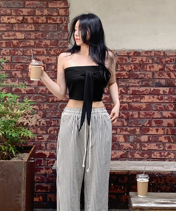 リボンオフショルダートップス BLACK