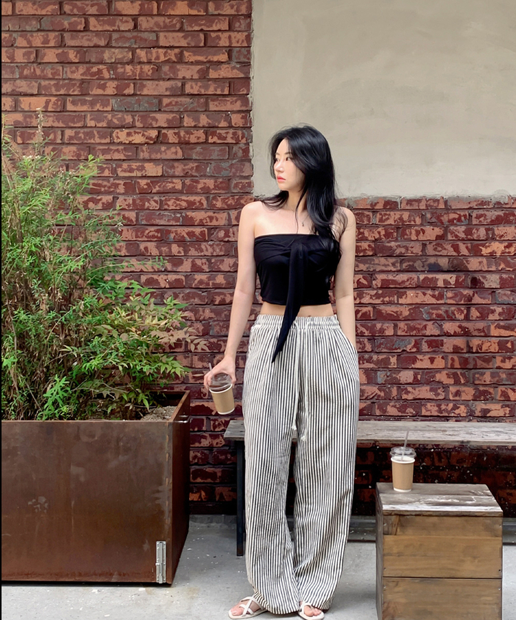 リボンオフショルダートップス BLACK