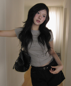 ホルターレイヤード半袖Tシャツ GREY