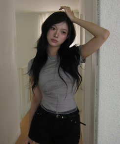 ホルターレイヤード半袖Tシャツ GREY