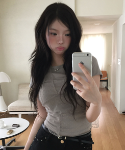 ホルターレイヤード半袖Tシャツ GREY