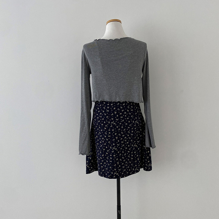 더스트 플라워 리본 뷔스티에 나시 원피스 가디건 투피스 세트