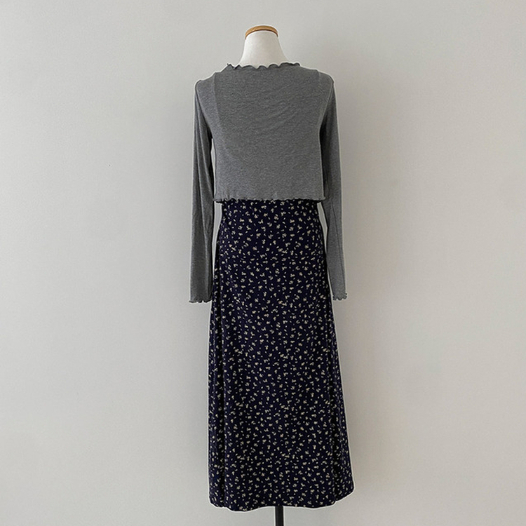 더스트 플라워 리본 뷔스티에 나시 원피스 가디건 투피스 세트