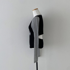 배색 90 뒷트임 긴팔 티셔츠