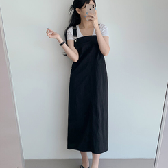 ミニワンピース 【丈別】サスペンダーワンピース BLACK