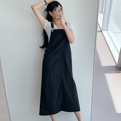 ミニワンピース 【丈別】サスペンダーワンピース BLACK