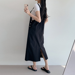 ミニワンピース 【丈別】サスペンダーワンピース BLACK