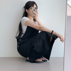 ミニワンピース 【丈別】サスペンダーワンピース BLACK