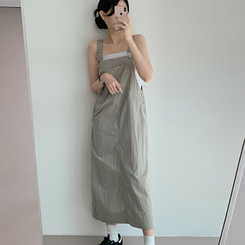ミニワンピース 【丈別】サスペンダーワンピース KHAKI