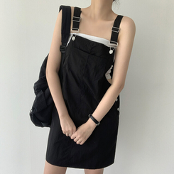 ミニワンピース 【丈別】サスペンダーワンピース BLACK