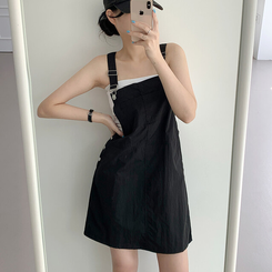 ミニワンピース 【丈別】サスペンダーワンピース BLACK