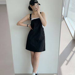 ミニワンピース 【丈別】サスペンダーワンピース BLACK