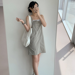 ミニワンピース 【丈別】サスペンダーワンピース KHAKI