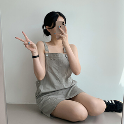 ミニワンピース 【丈別】サスペンダーワンピース KHAKI