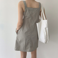 ミニワンピース 【丈別】サスペンダーワンピース KHAKI