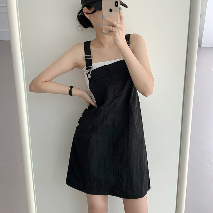【丈別】サスペンダーワンピース BLACK