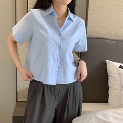 シャツ オックスフォードセミクロップシャツ(5color) SKY BLUE