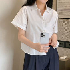 シャツ オックスフォードセミクロップシャツ(5color) OFF-WHITE