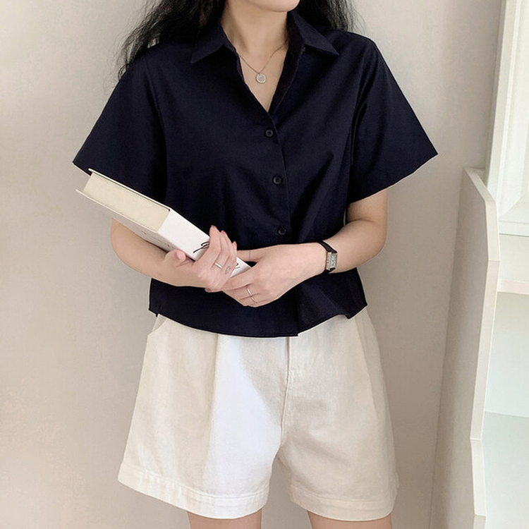 オックスフォードセミクロップシャツ(5color) NAVY