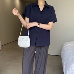 シャツ コットンベーシックシャツ(5color) NAVY