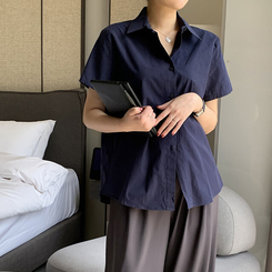 シャツ コットンベーシックシャツ(5color) NAVY