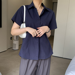 シャツ コットンベーシックシャツ(5color) NAVY