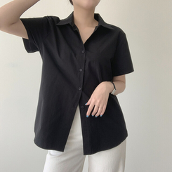 シャツ コットンベーシックシャツ(5color) BLACK