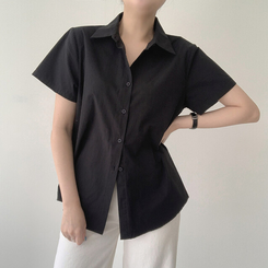 シャツ コットンベーシックシャツ(5color) BLACK