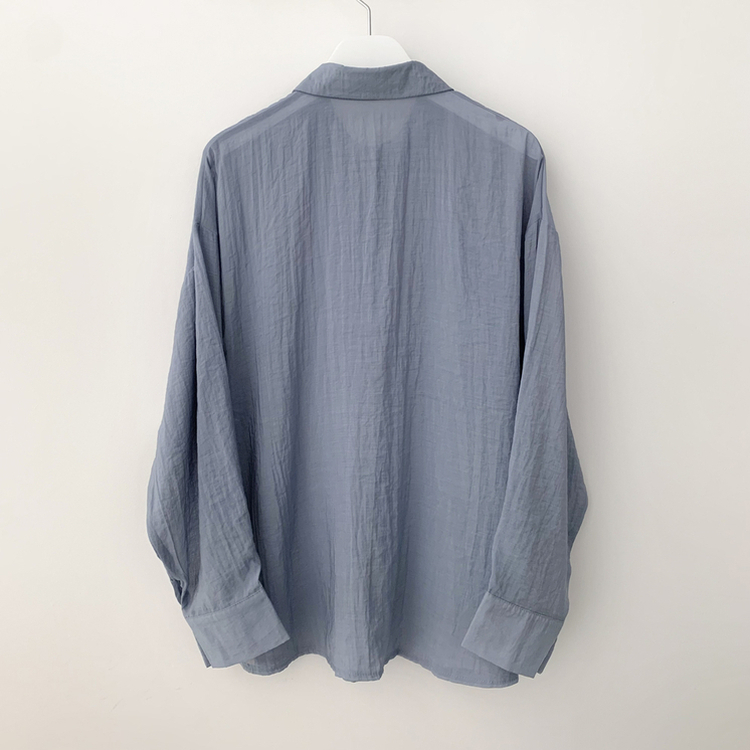 독보적색감 딥블루 시스루 포켓 오버핏 거즈 긴팔 여름 셔츠 살탐방지 살안타템 남방 빅사이즈