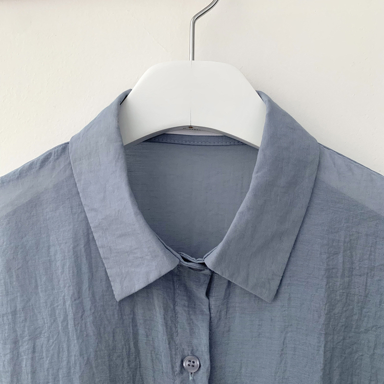 독보적색감 딥블루 시스루 포켓 오버핏 거즈 긴팔 여름 셔츠 살탐방지 살안타템 남방 빅사이즈