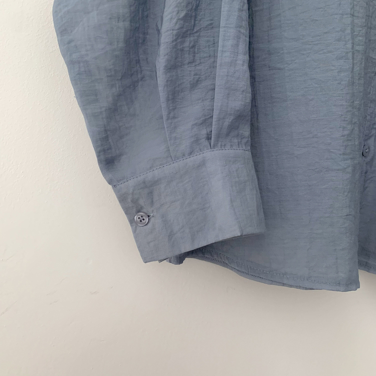 독보적색감 딥블루 시스루 포켓 오버핏 거즈 긴팔 여름 셔츠 살탐방지 살안타템 남방 빅사이즈