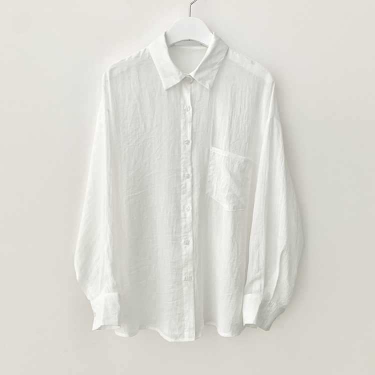 독보적색감 딥블루 시스루 포켓 오버핏 거즈 긴팔 여름 셔츠 살탐방지 살안타템 남방 빅사이즈