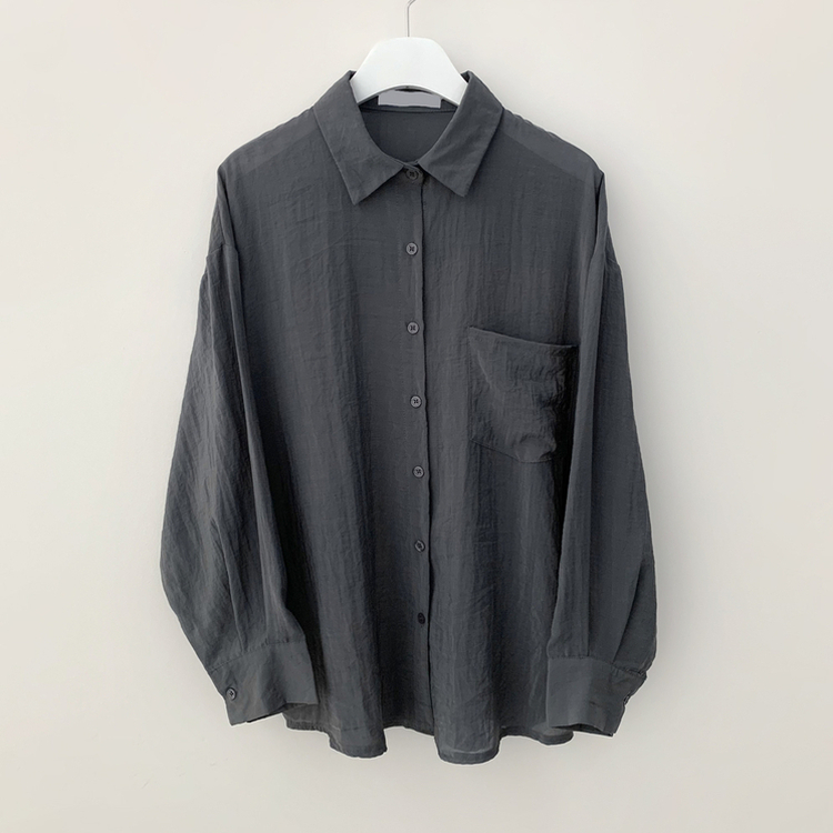 독보적색감 딥블루 시스루 포켓 오버핏 거즈 긴팔 여름 셔츠 살탐방지 살안타템 남방 빅사이즈