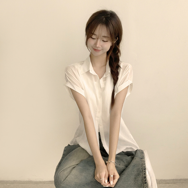 시크한 무드의 루즈핏 롤업 포켓 여름 반팔 셔츠 레이어드 세트 여름남방 골지 나시 세트 5color 화이트
