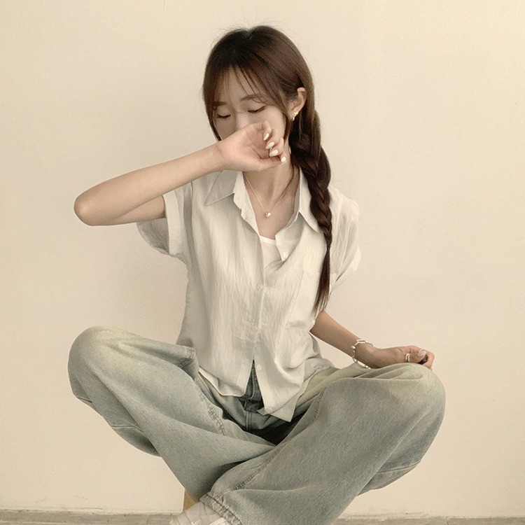 시크한 무드의 루즈핏 롤업 포켓 여름 반팔 셔츠 레이어드 세트 여름남방 골지 나시 세트 5color 민트