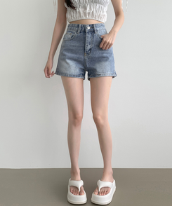 サイドスリットデニムショートパンツ|ショートパンツ|韓国 サイドスリットデニムショートパンツ|ショートパンツ|韓国