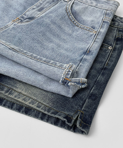 サイドスリットデニムショートパンツ