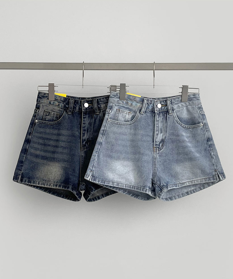 サイドスリットデニムショートパンツ