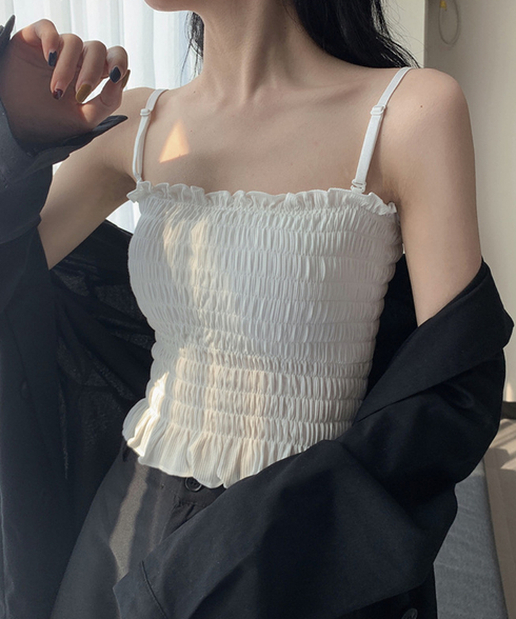 ストレートキャミソール(6color) WHITE