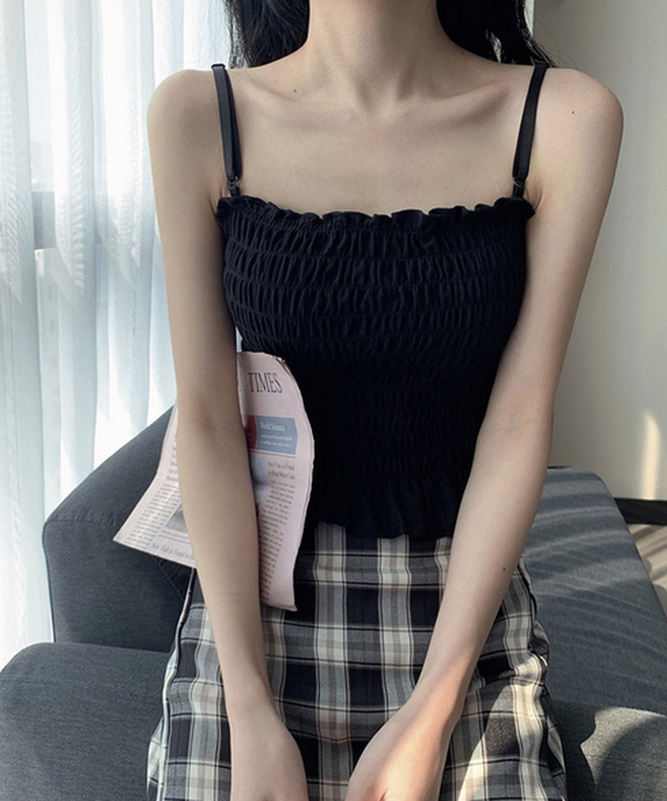 ストレートキャミソール(6color) BLACK