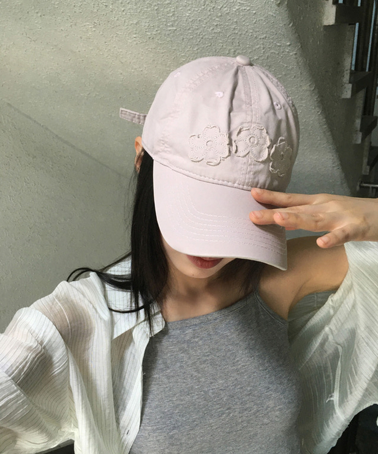 フラワーベースボールキャップ｜ヘアアクセサリー｜韓国ファッション