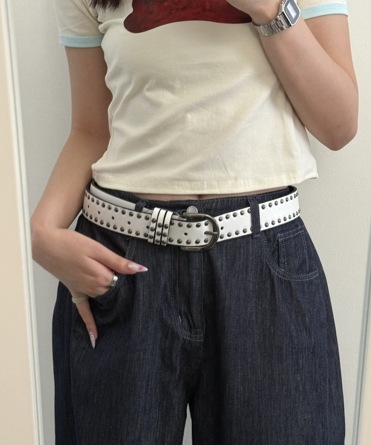 ビンテージスタッズベルト WHITE